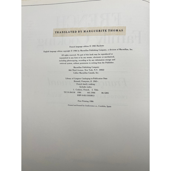 French Family Cooking Francoise Bernard 1986 First Print Hard Cover/Dust Jacket - Picture 5 of 16